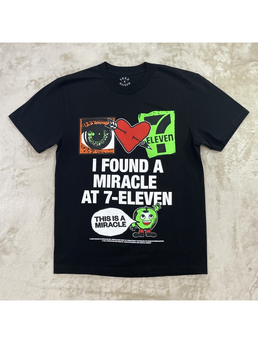 NEW! Born x Raised “I Found A Miracle At 7-Eleven” Black Graphic Tee Mens Size L